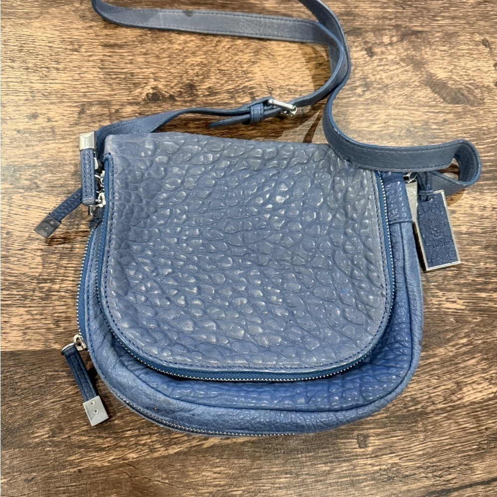 Vince Camuto Serenity Blue Crossbody Bag‎ with Textured Leather